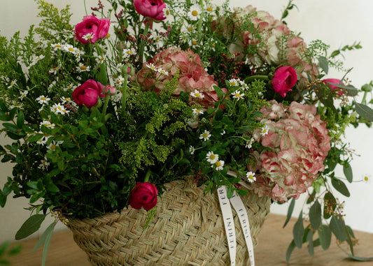 Cesto leñero de flor silvestre