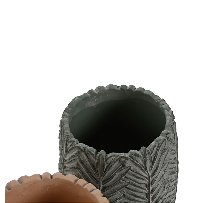 Macetero cemento hojas