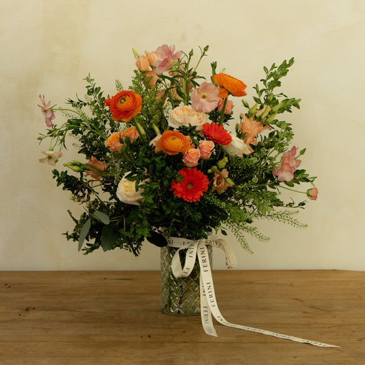 Jarrón vidrio con flor natural Rombi