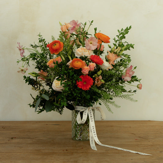 Jarrón vidrio con flor natural Rombi