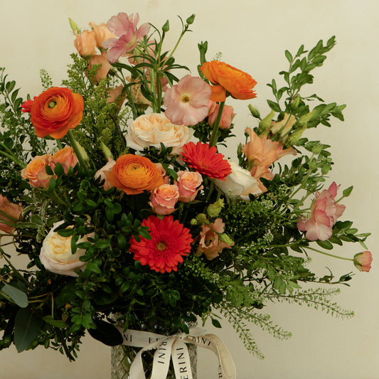 Jarrón vidrio con flor natural Rombi