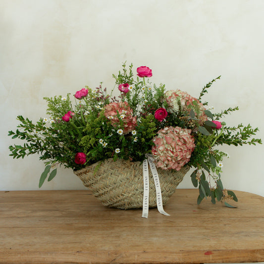 Cesto leñero de flor silvestre