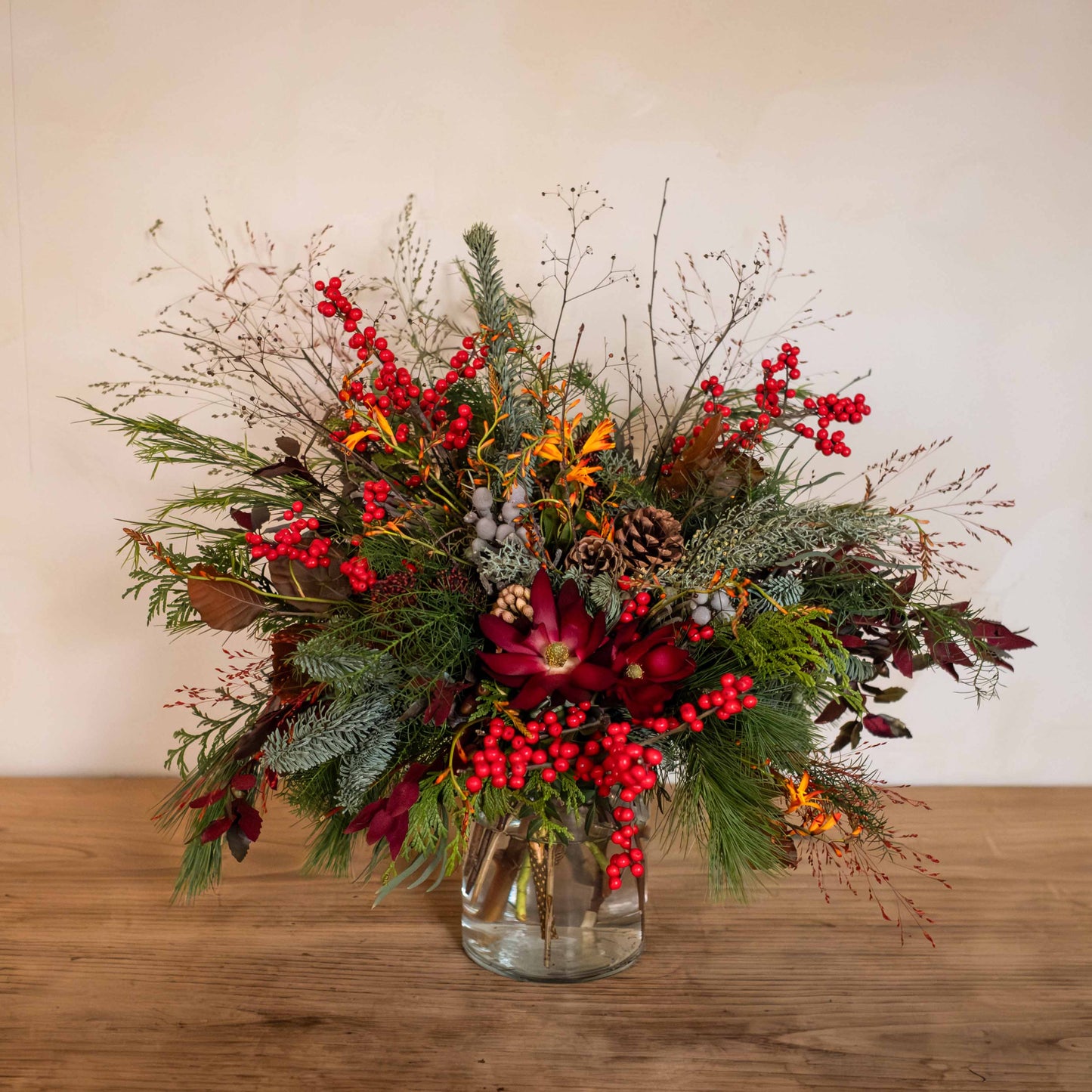 Jarrón de cristal navideño