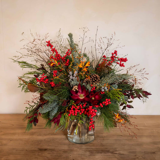 Jarrón de cristal navideño