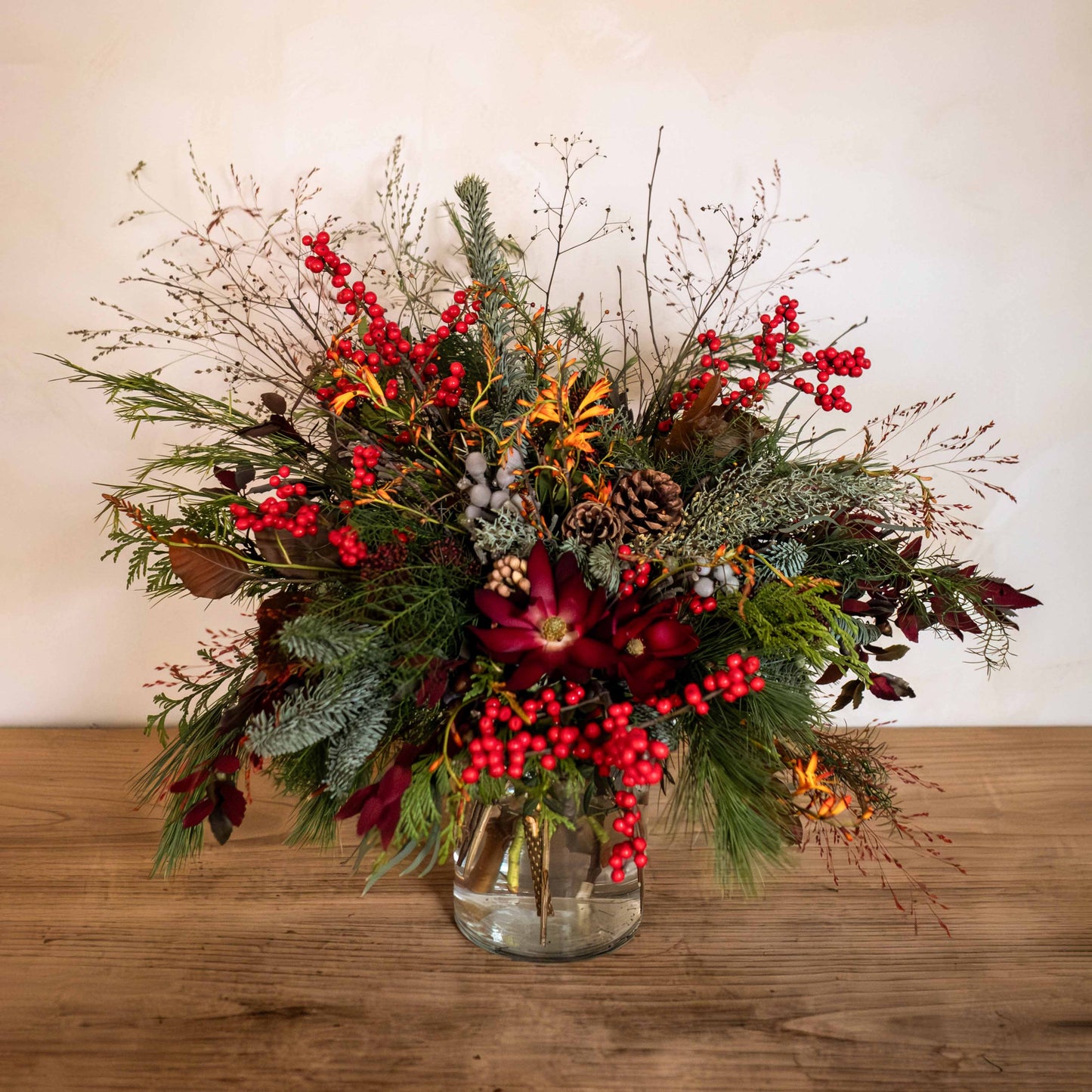 Jarrón de cristal navideño