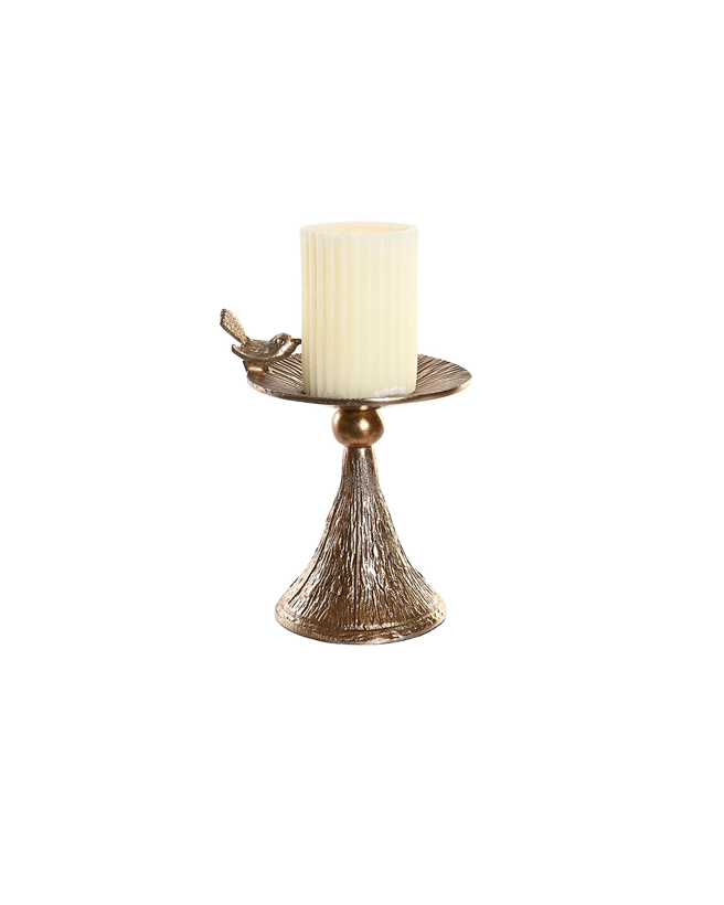 Candelabro metal pájaro