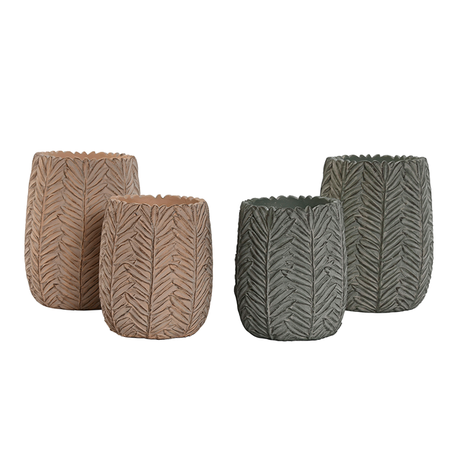 Macetero cemento hojas